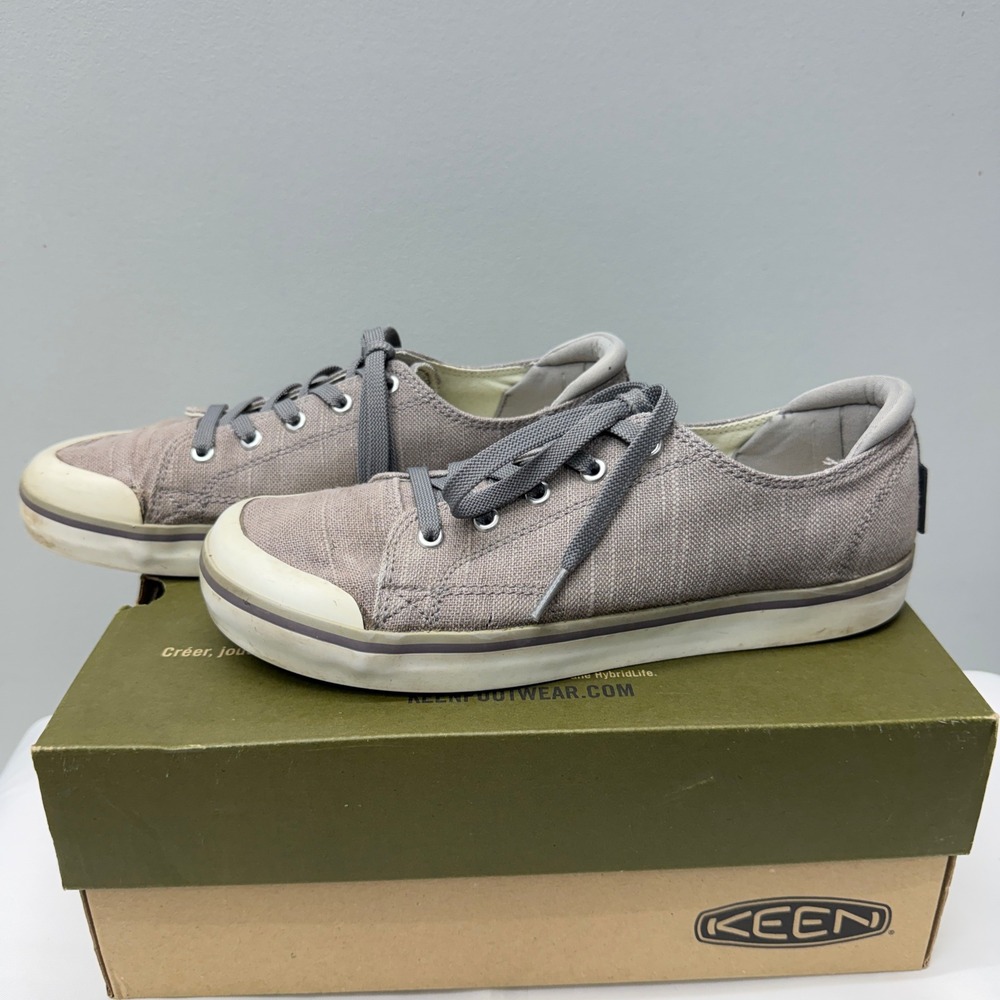 Keen Elsa III Gray Canvas Lace Up Sneakers Womens 9 Low Top Shoes 1020474 - Picture 2 of 10